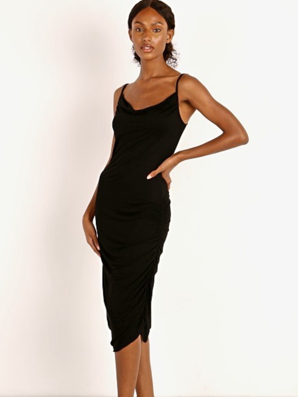 Indah Cloud Gathered Side Dress Black